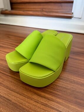 Madden Girl Neon Lime Platform Slide Sandals